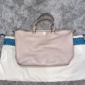 Tory Burch Frida Leather Satchel in Light Oak